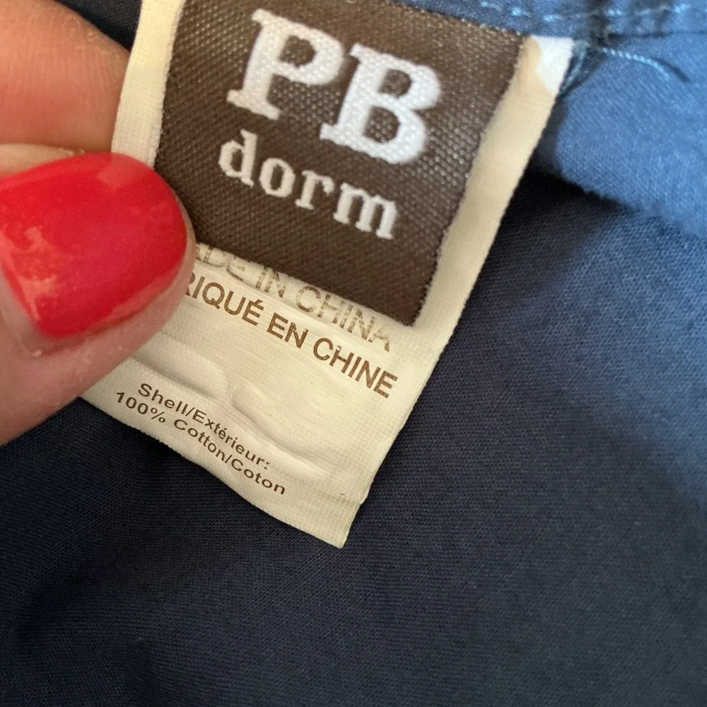 Pottery Barn Teen Full Queen Duvet Blue Madras Plaid PB Dorm 100% Cotton Classic
